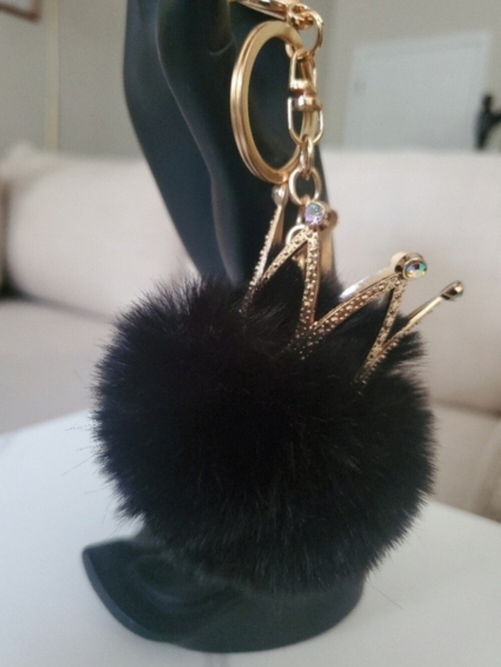 Plush Pom Pom Crown Key Chain/Bag Charm - Picture 5 of 6